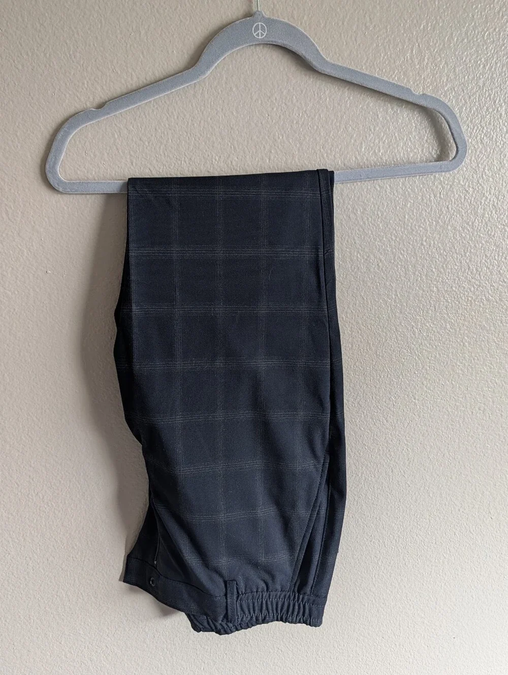 Zara Mens Black Windowpane Plaid Trousers Size M Tailored Slim Fit Office Preppy